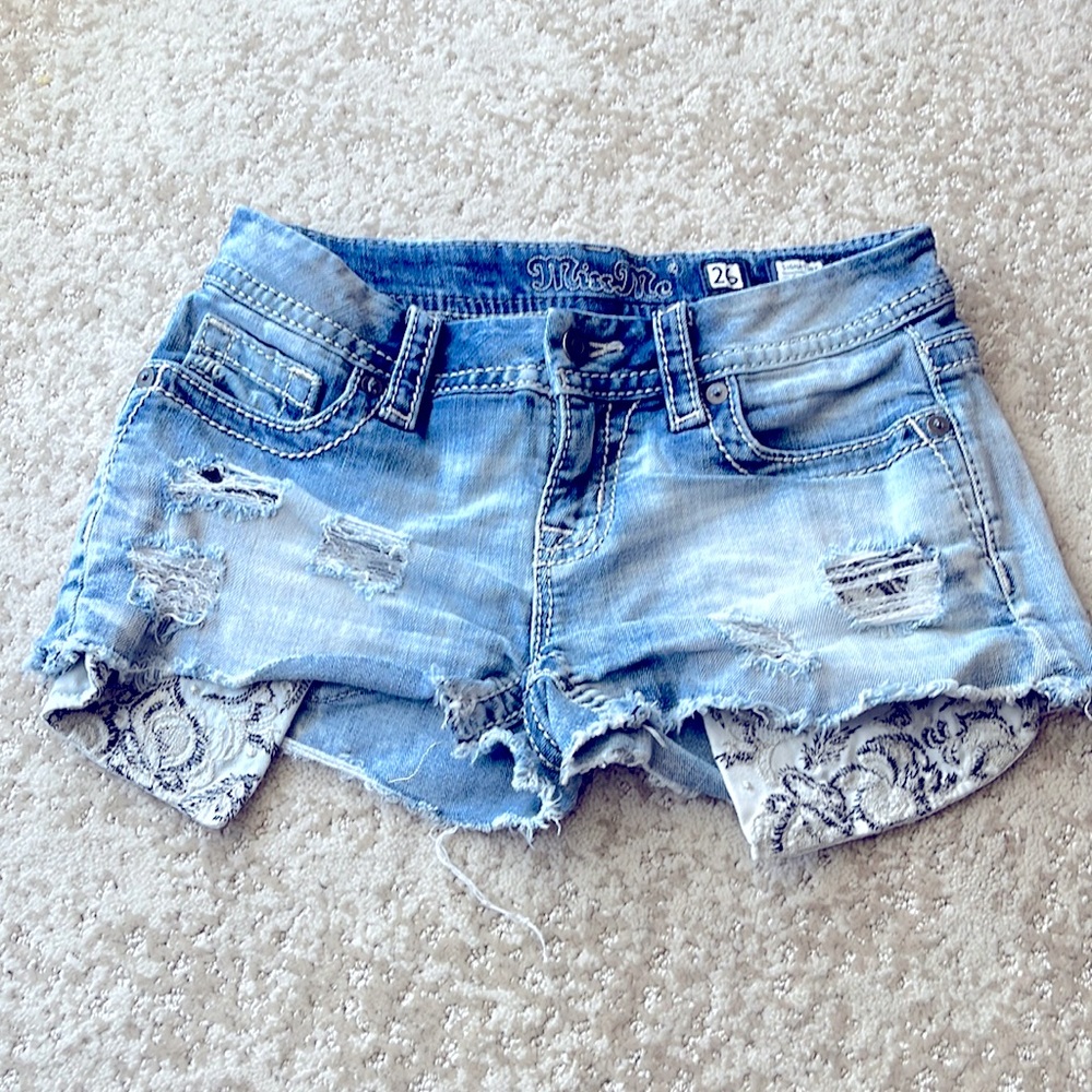 Miss Me Distressed Signature Shorts